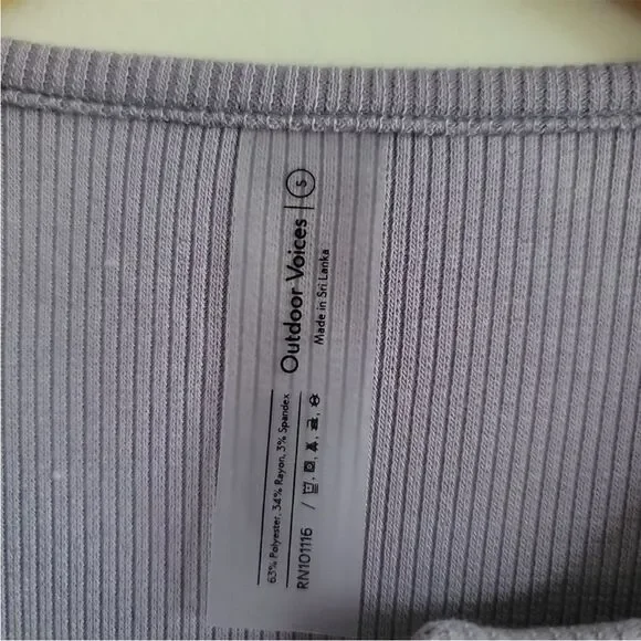 Outdoor Voices, CozyRib Cropped Cardigan, Earl Grey, Size Small - Picture 7 of 7